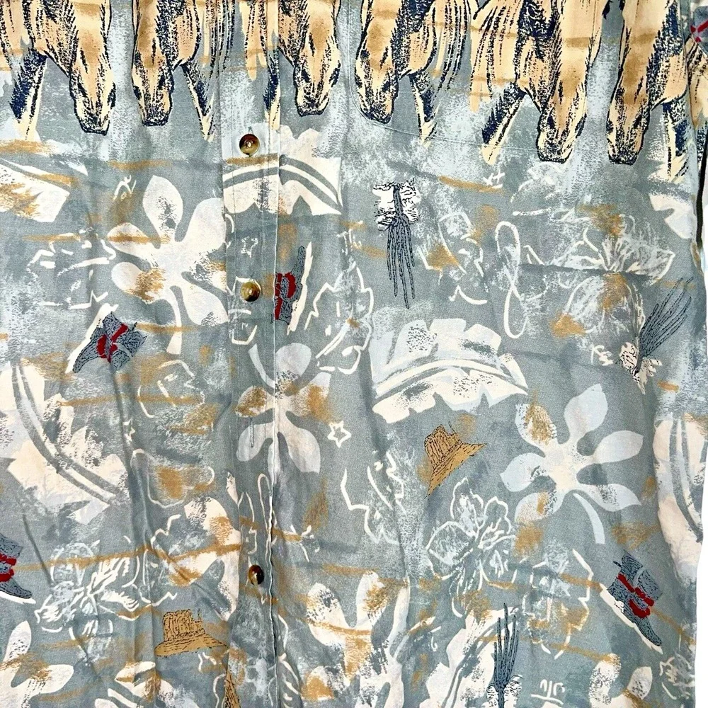 Resistol‎ Rodeo Gear Sz L Western Button Down Shirt Horses Boots Southwest - Picture 9 of 11
